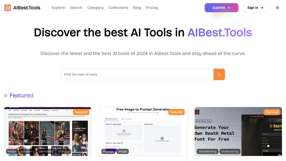 Discover the latest and the best AI tools of 2024 in AIBest