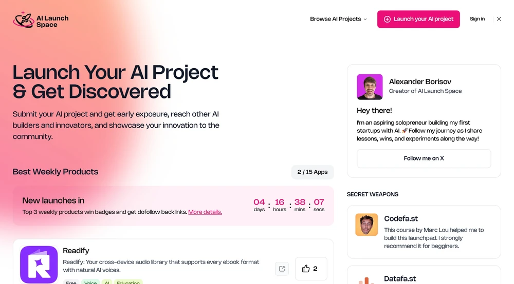 AI Launch Space is the ultimate launchpad for creators building AI tools