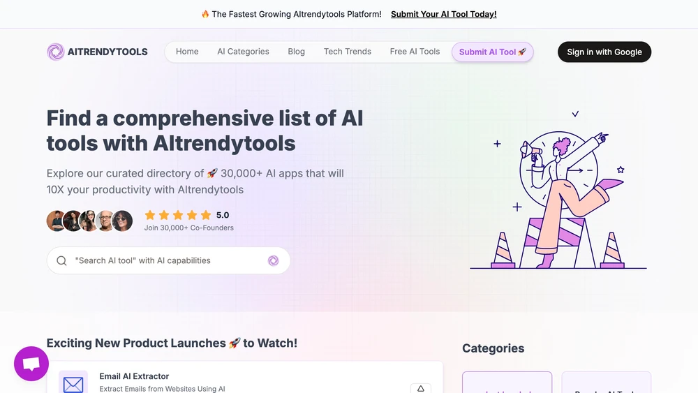Find a comprehensive list of AI tools with AItrendytools