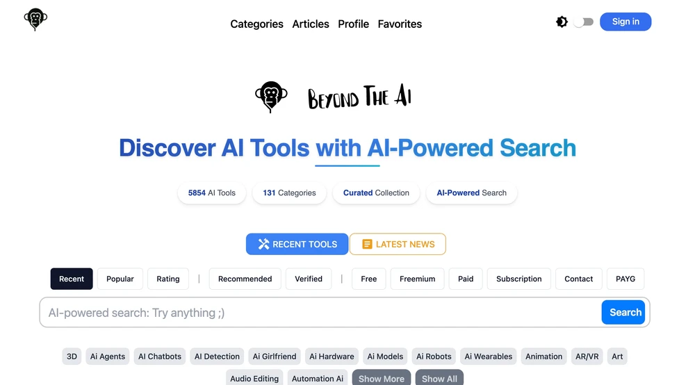 Discover AI tools with AI-powered search