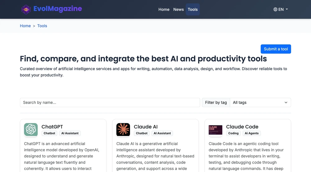 Find, compare, and integrate the best AI and productivity tools