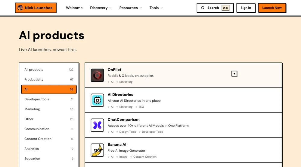 A launch platform for builders —> Get discovered, get a backlink
