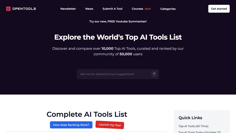 Explore the world's top AI tools list