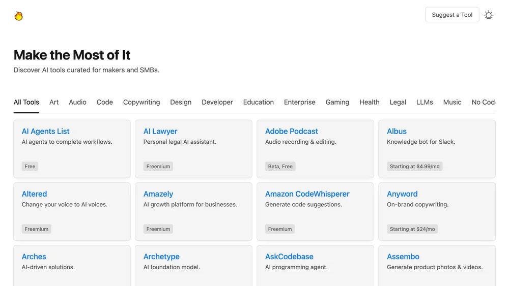 Discover AI tools curated for makers and SMBs