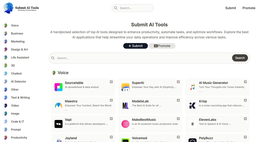 The ultimate AI directory for discovering & listing AI solutions